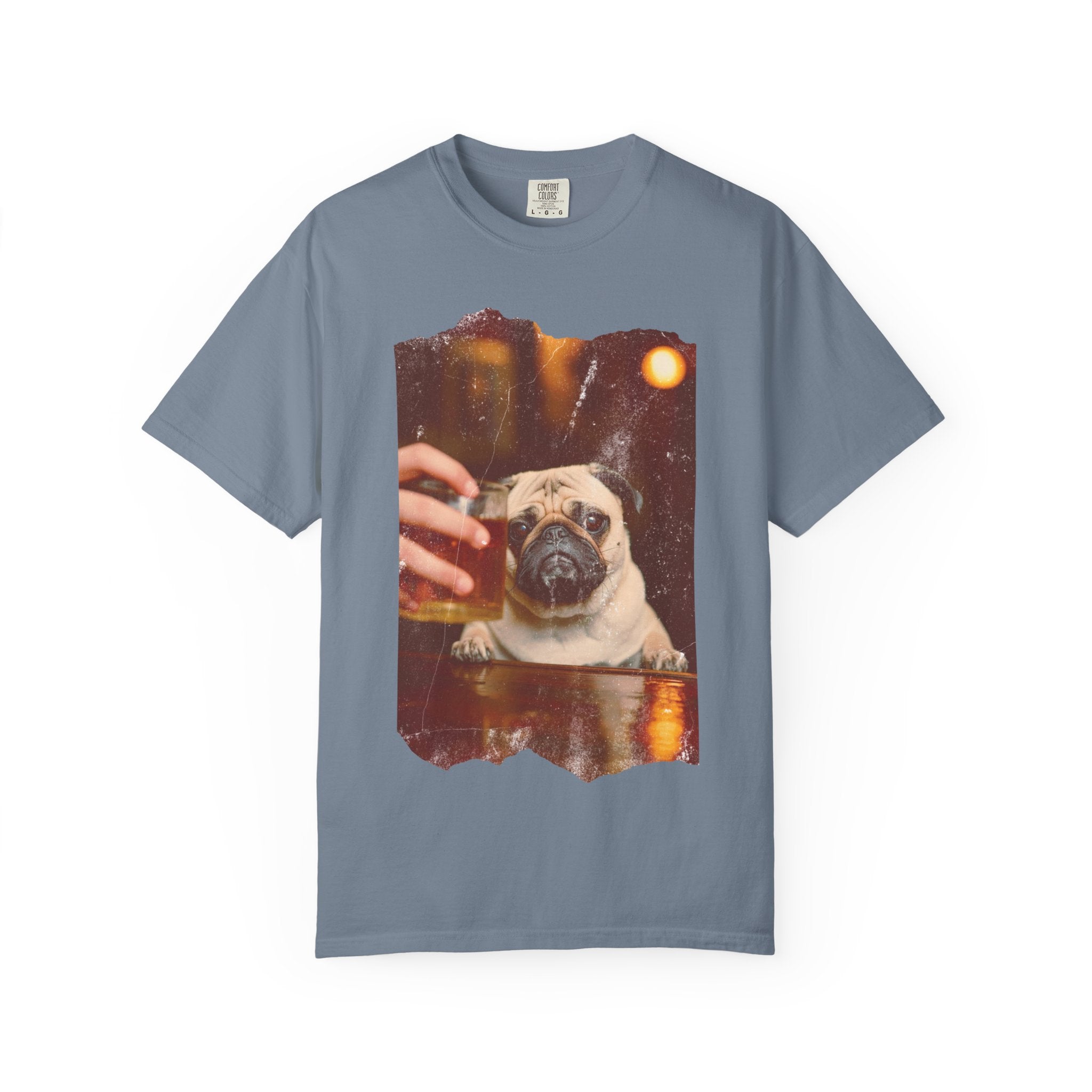 Pug At The Bar T-Shirt — Funny Vintage Pug Drinking Graphic Tee