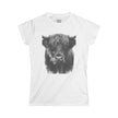 Women’s Softstyle Tee — Highland Cow Smoking Graphic