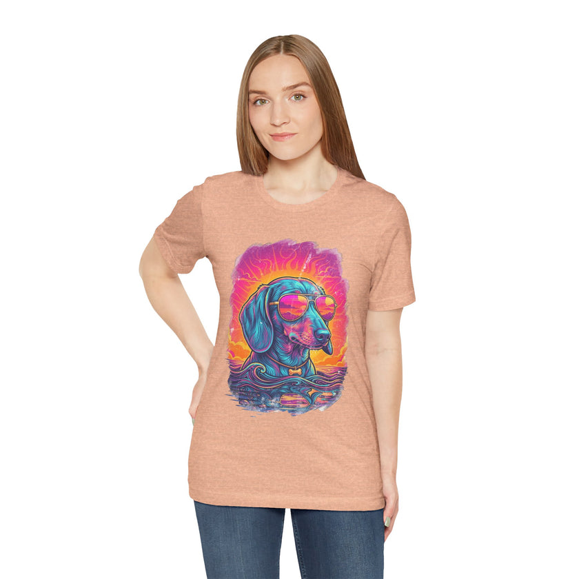 Dachshund Vice City Retro Tee 90's style
