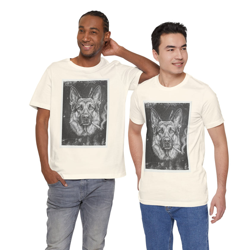 German Shepard Smoke Photo Tee — Vintage Pup Graphic T-Shirt