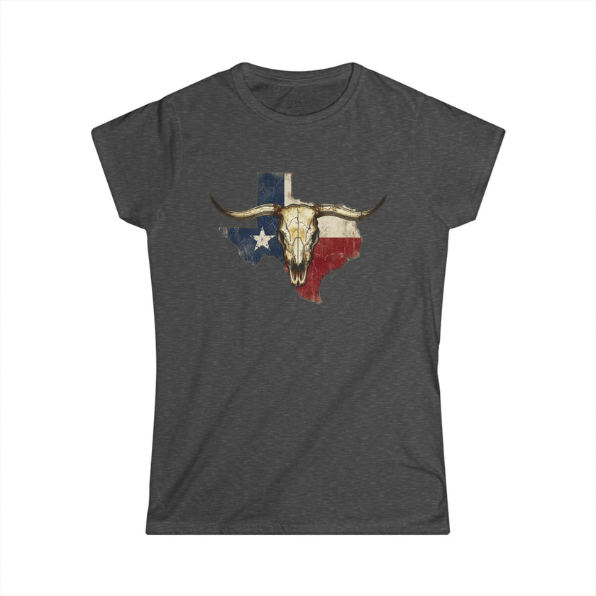 Texas Longhorn Skull Women's Tee — Rugged Western Graphic Shirt