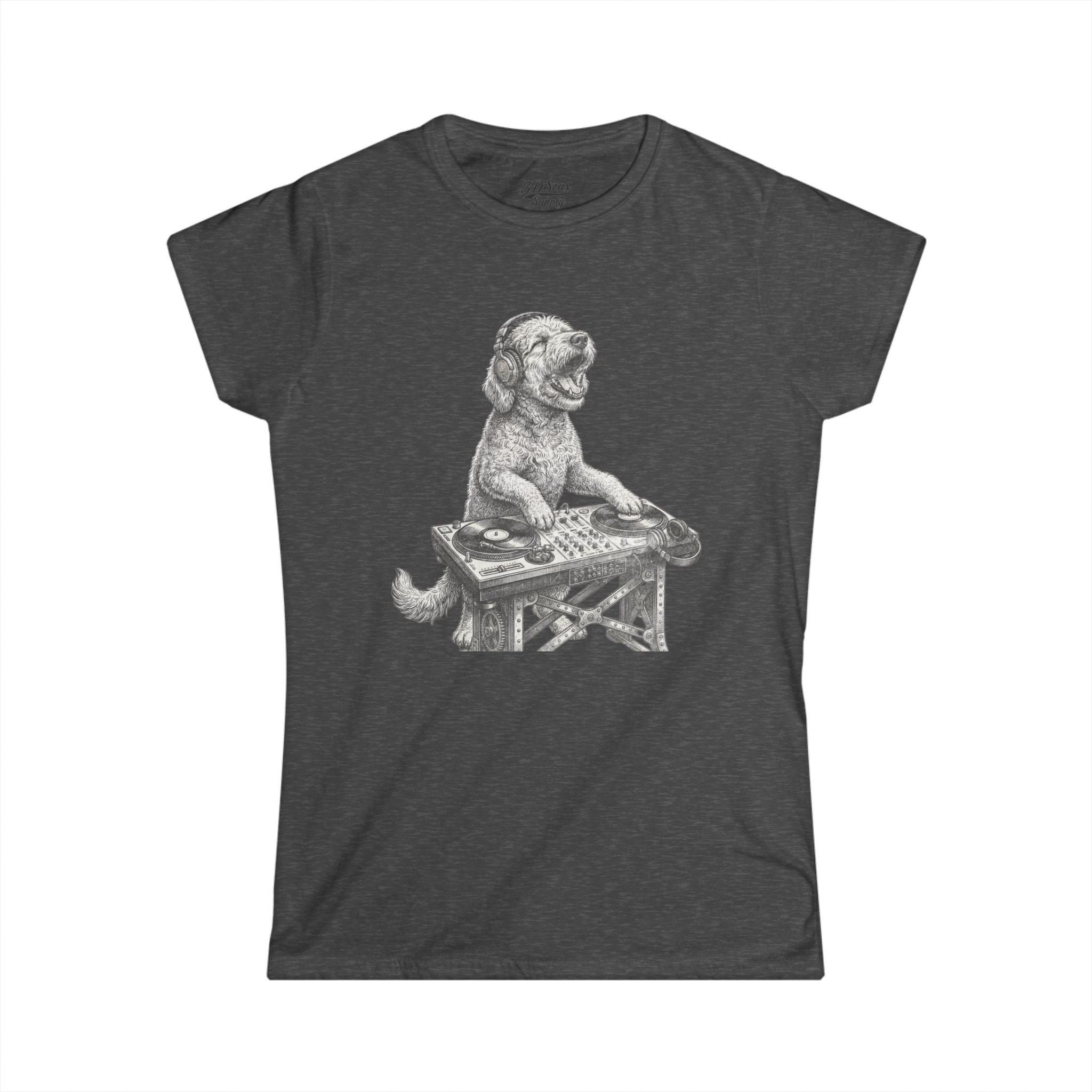 DJ Doodle Dog Women's Tee — Cute Turntable Graphic