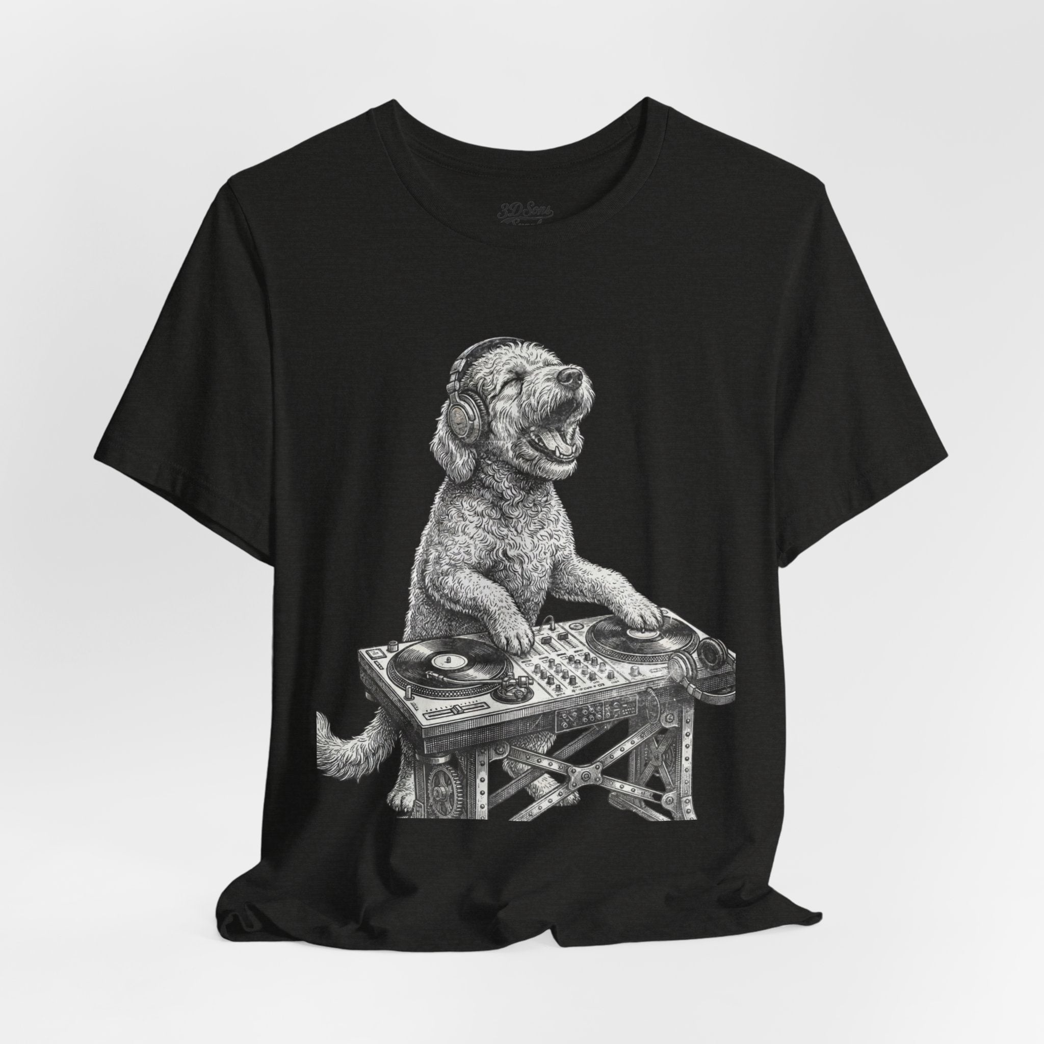 DJ Doodle T‑Shirt — Vintage Turntable Puppy Graphic Tee