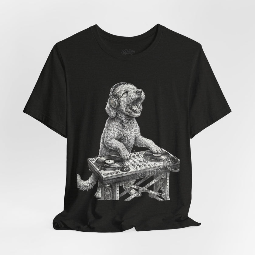 DJ Doodle T‑Shirt — Vintage Turntable Puppy Graphic Tee