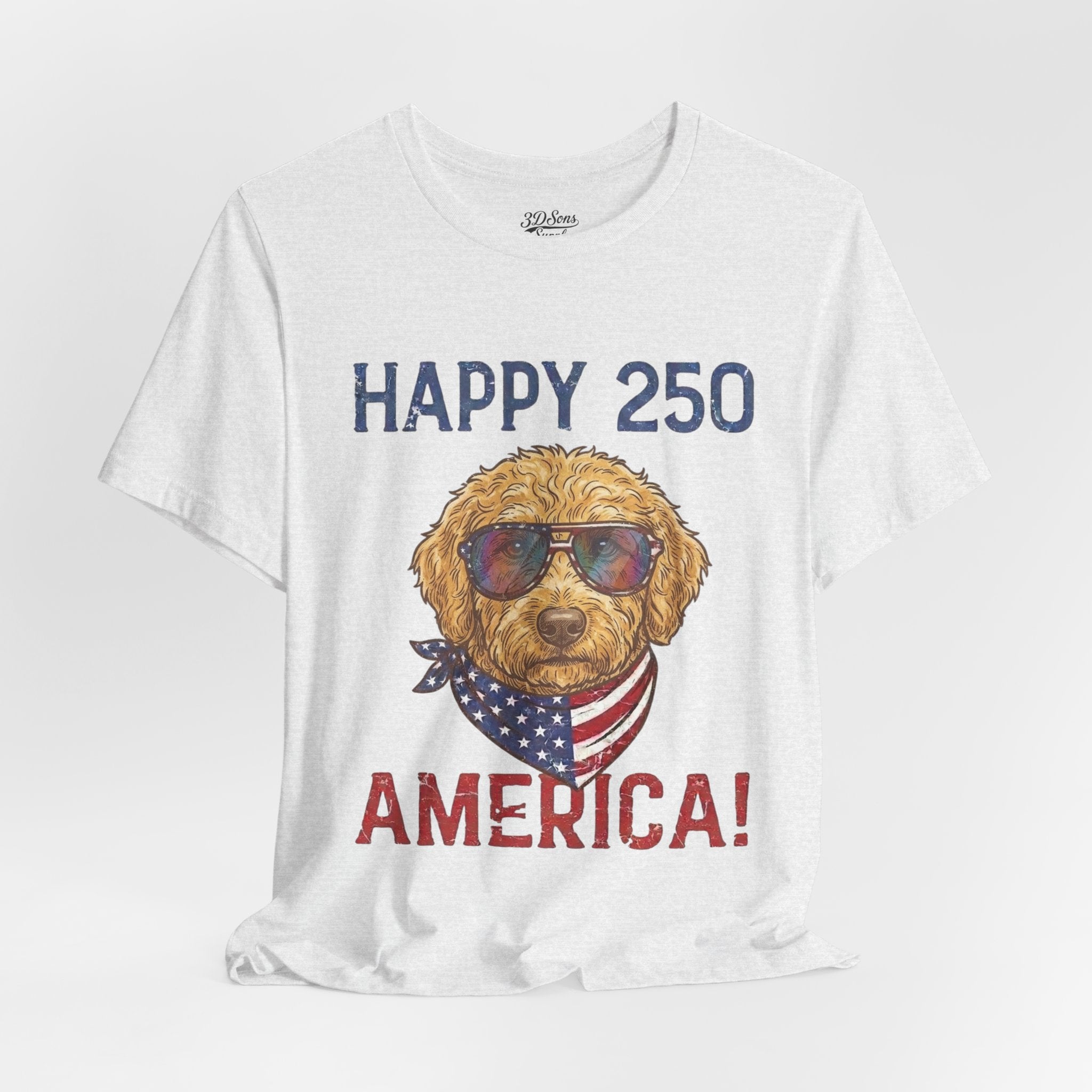 Happy 250 America! Patriotic Goldendoodle Tee