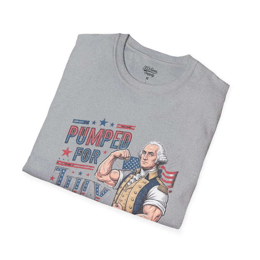 Pumped for July 4th George Washington T-Shirt | Funny Patriotic Tee