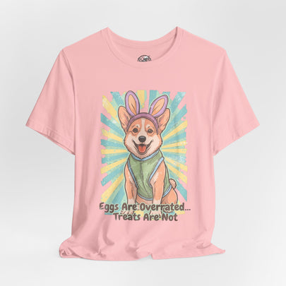 Easter Dog Tee — “Eggs Are Overrated...Treats Are Not” Corgi Retro Graphic T-Shirt