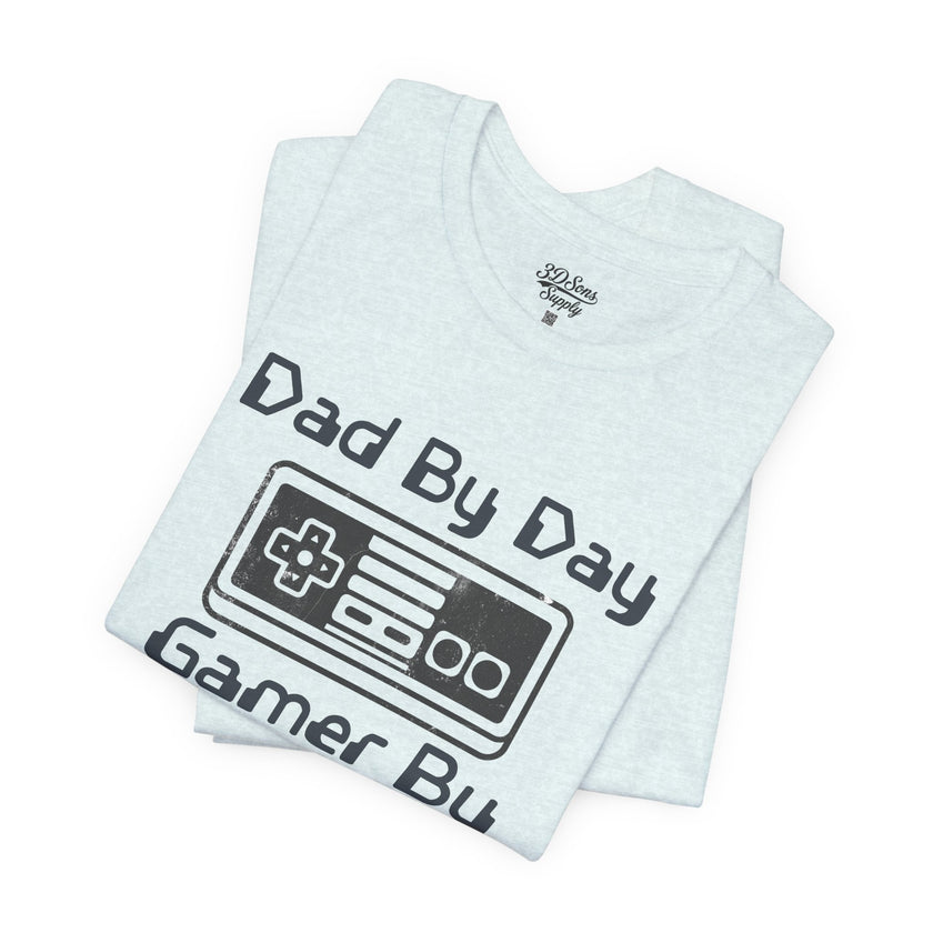 Personalized Dad By Day Gamer By Night T-Shirt — Established 2018 Retro Controller Tee