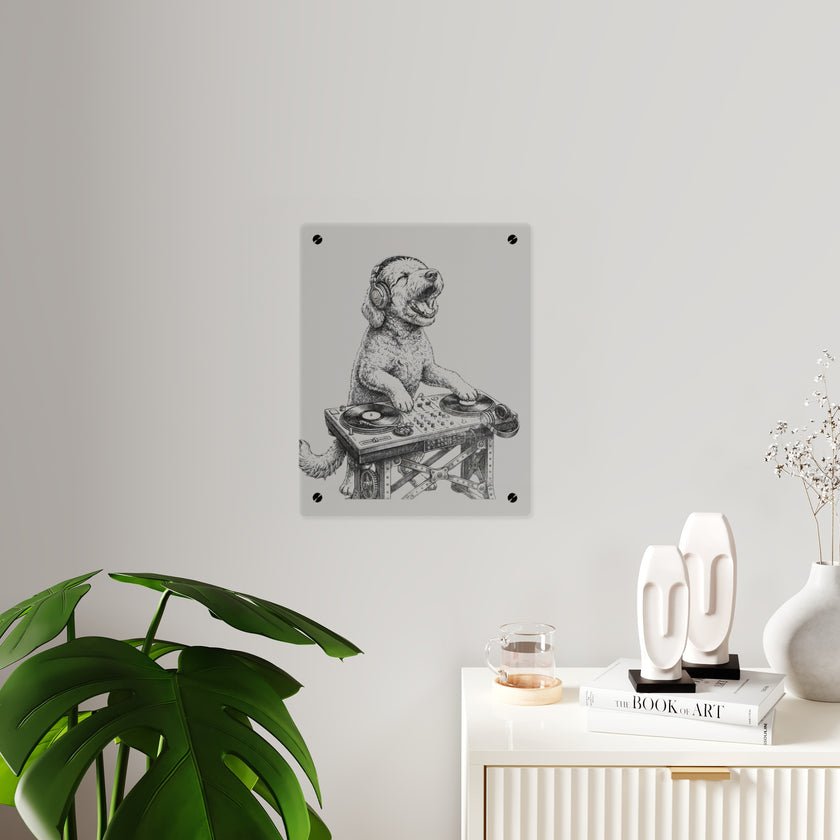 Doodle DJ with Turntable Acrylic Wall Art Panels | Music Room Decor