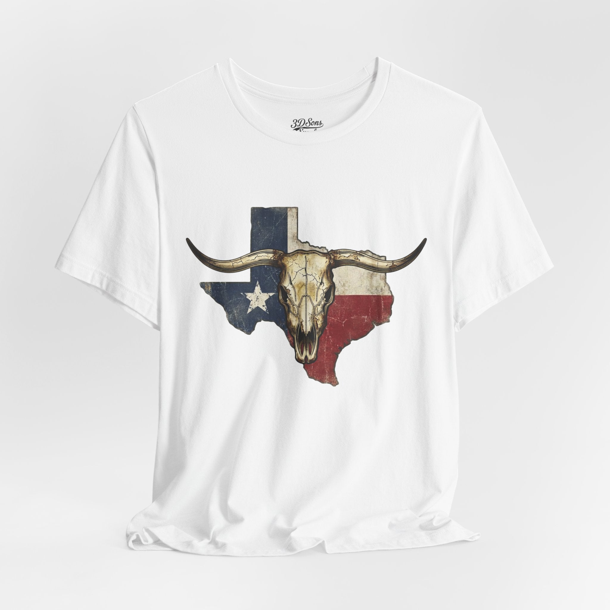 Texas Flag Longhorn Tee - Vintage Texas Skull T-Shirt