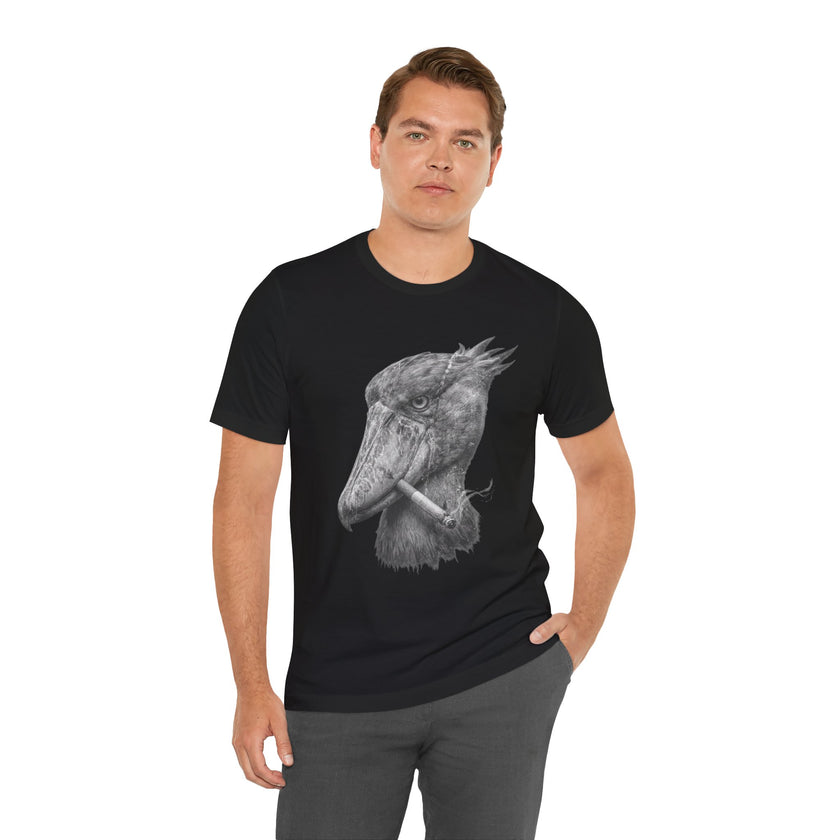 Smoking Shoebill Stork T-Shirt — Quirky Bird Graphic Tee