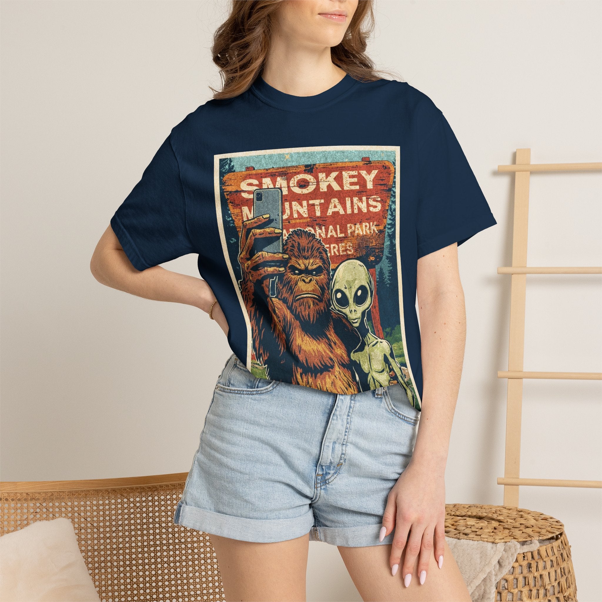 Smoky Mountains Alien & Bigfoot T-shirt — National Park Adventure Tee
