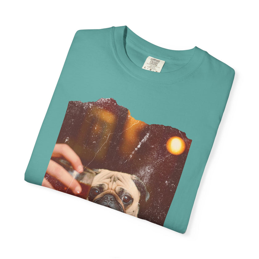 Pug At The Bar T-Shirt — Funny Vintage Pug Drinking Graphic Tee