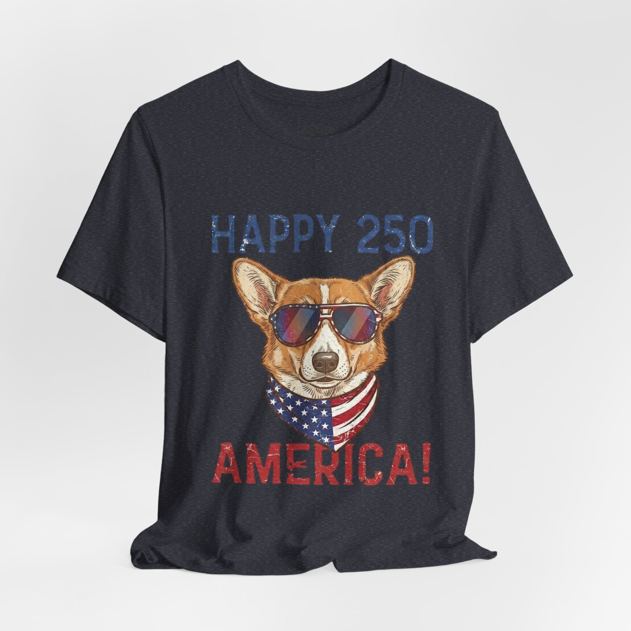 Happy 250 America! Corgi Sunglasses Patriotic Tee