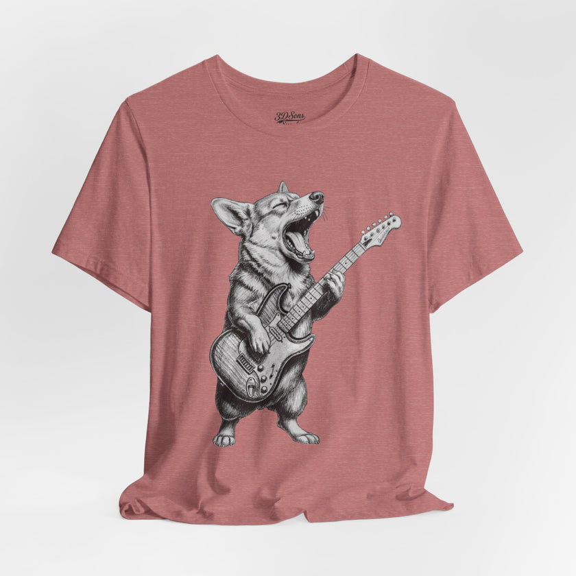 Corgi Rockstar T‑Shirt — Guitar Playing Dog Graphic Tee