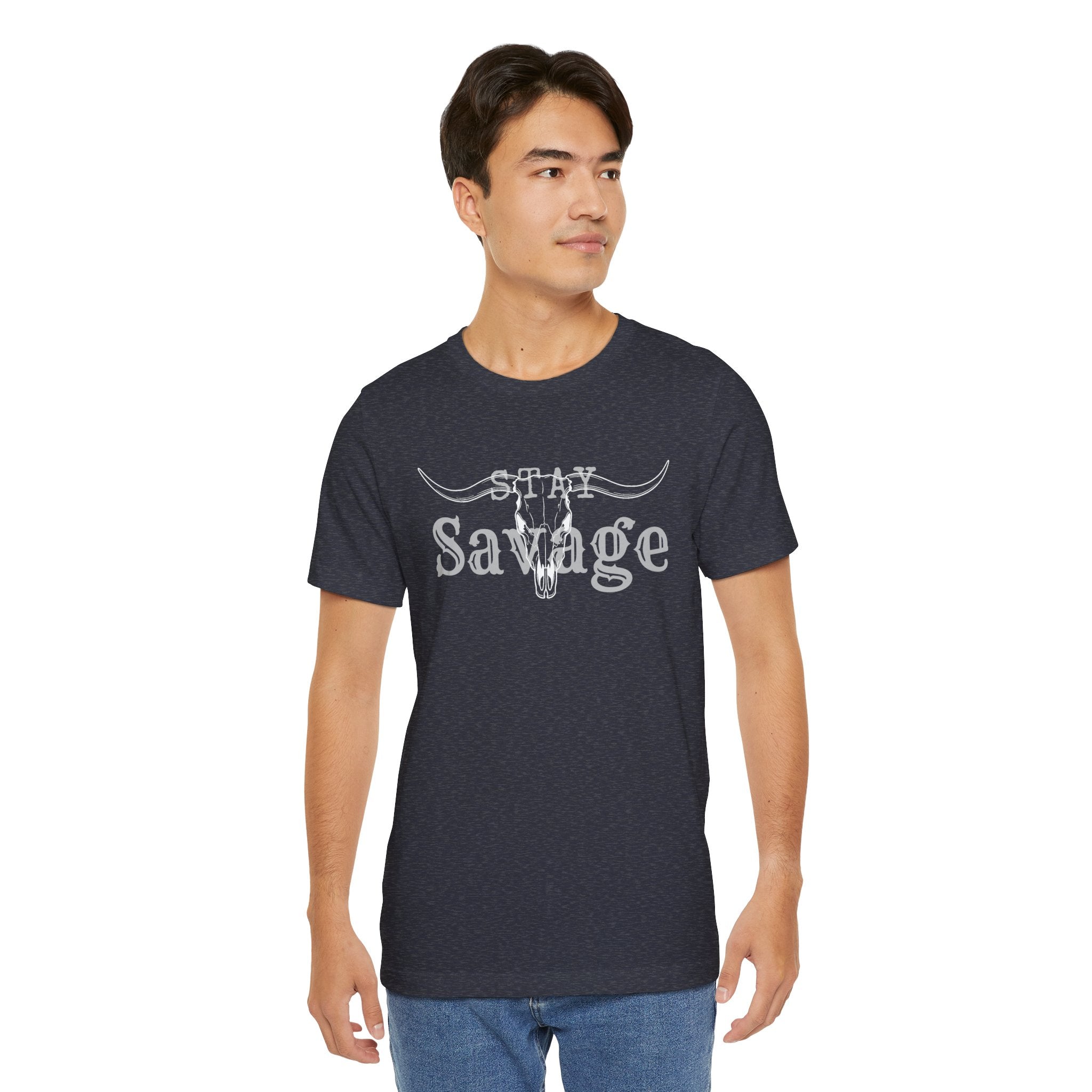 Stay Savage Longhorn Tee - Vintage Texas Skull T-Shirt