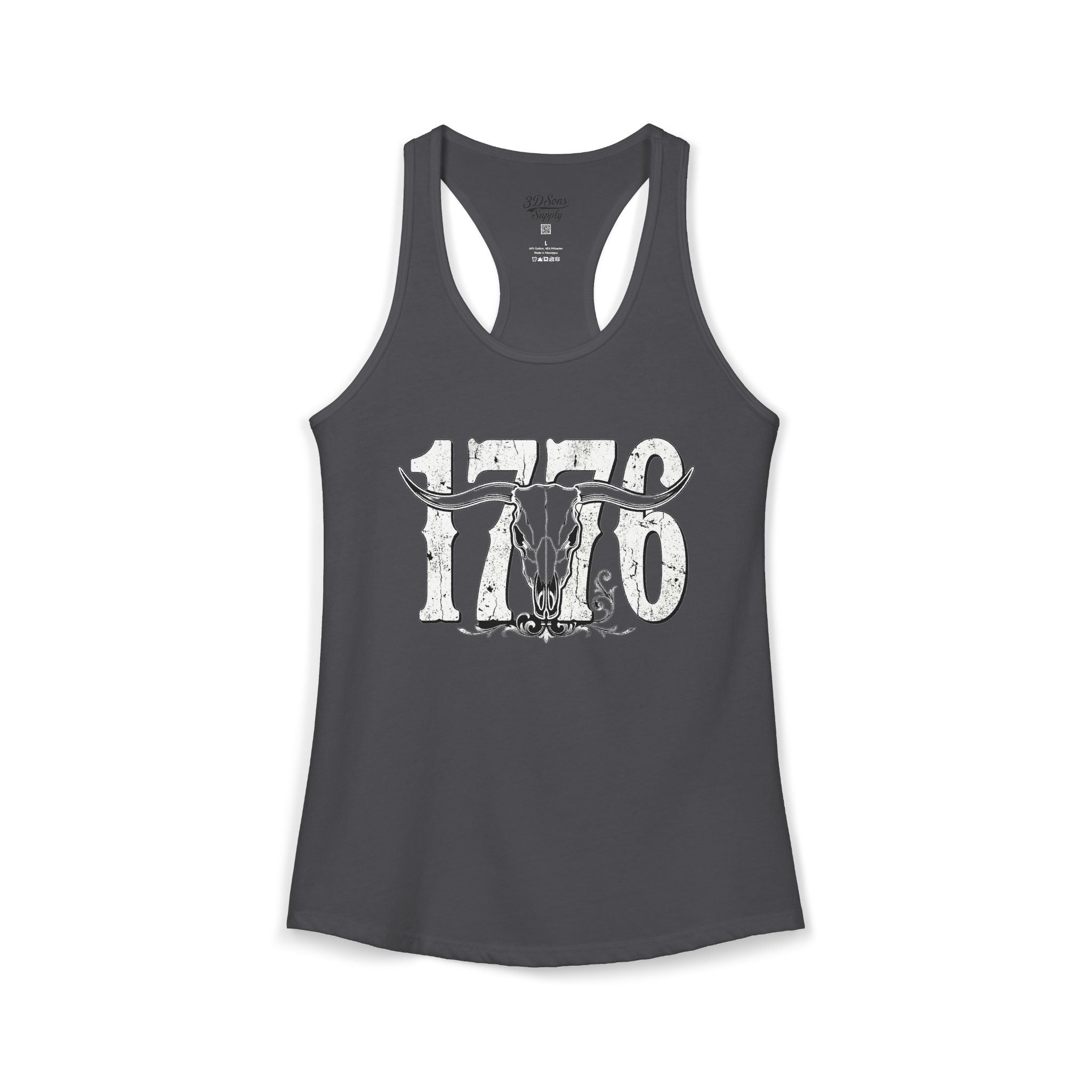 1776 Longhorn Skull Women's Racerback Tank