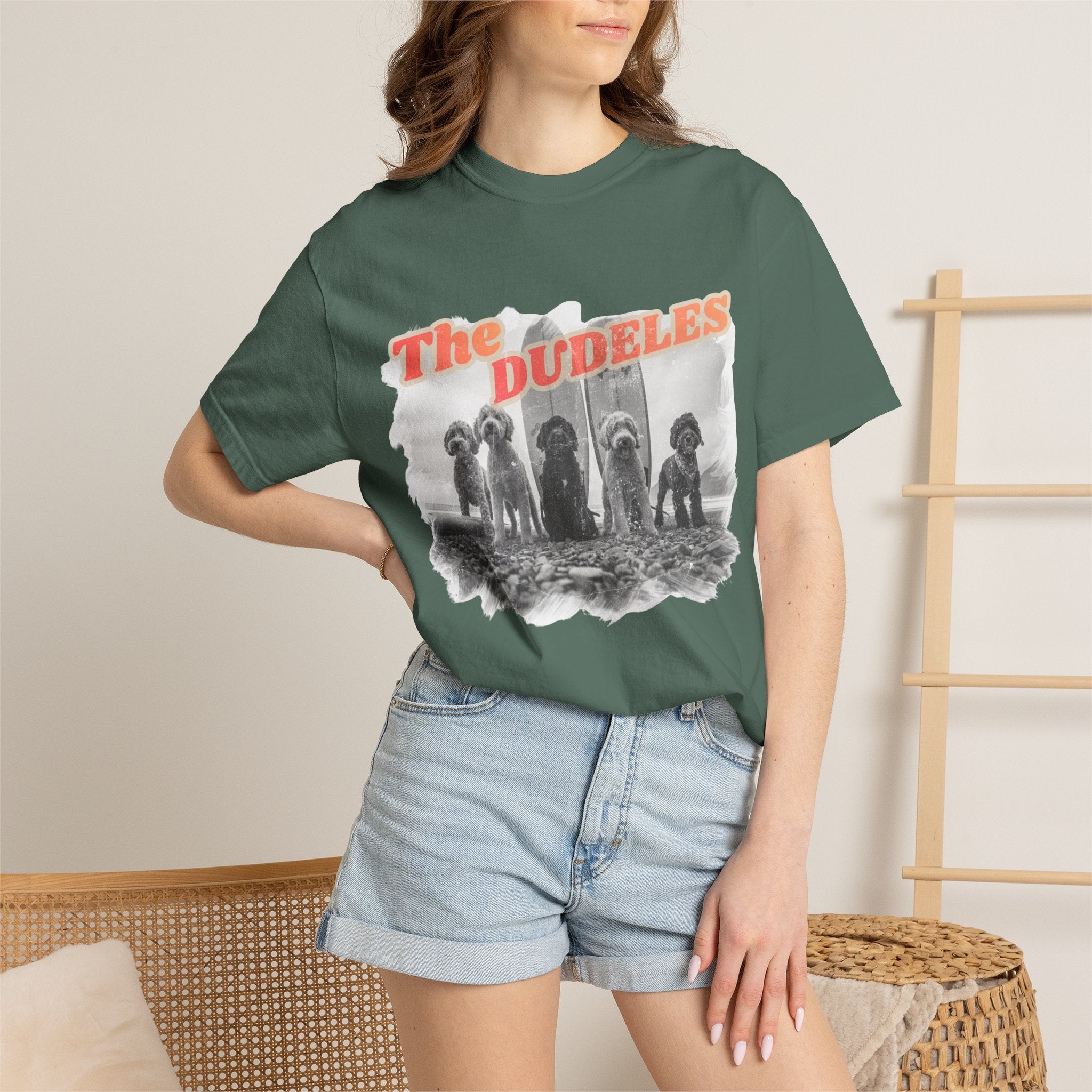 The Dudeles Dog Surfer T-Shirt | Doodle Breed Surfing Design