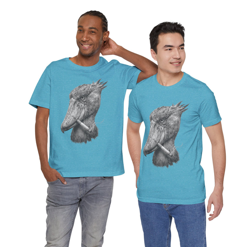 Smoking Shoebill Stork T-Shirt — Quirky Bird Graphic Tee