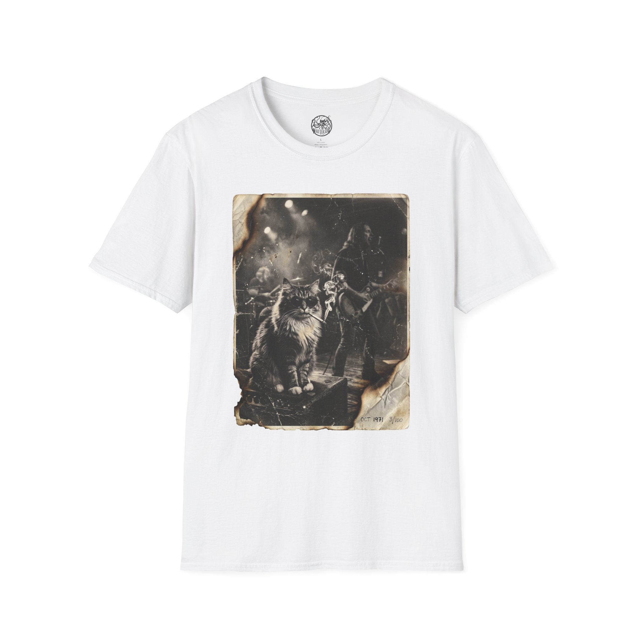 Vintage Rockstar Cat T-Shirt | Retro Rock Art Graphic Tee – 3D Sons Supply Co