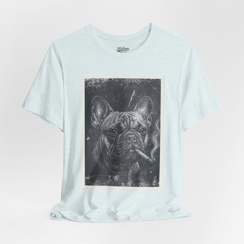 French Bulldog Smoking Graphic Tee — Retro Smoky Dog Art T-Shirt