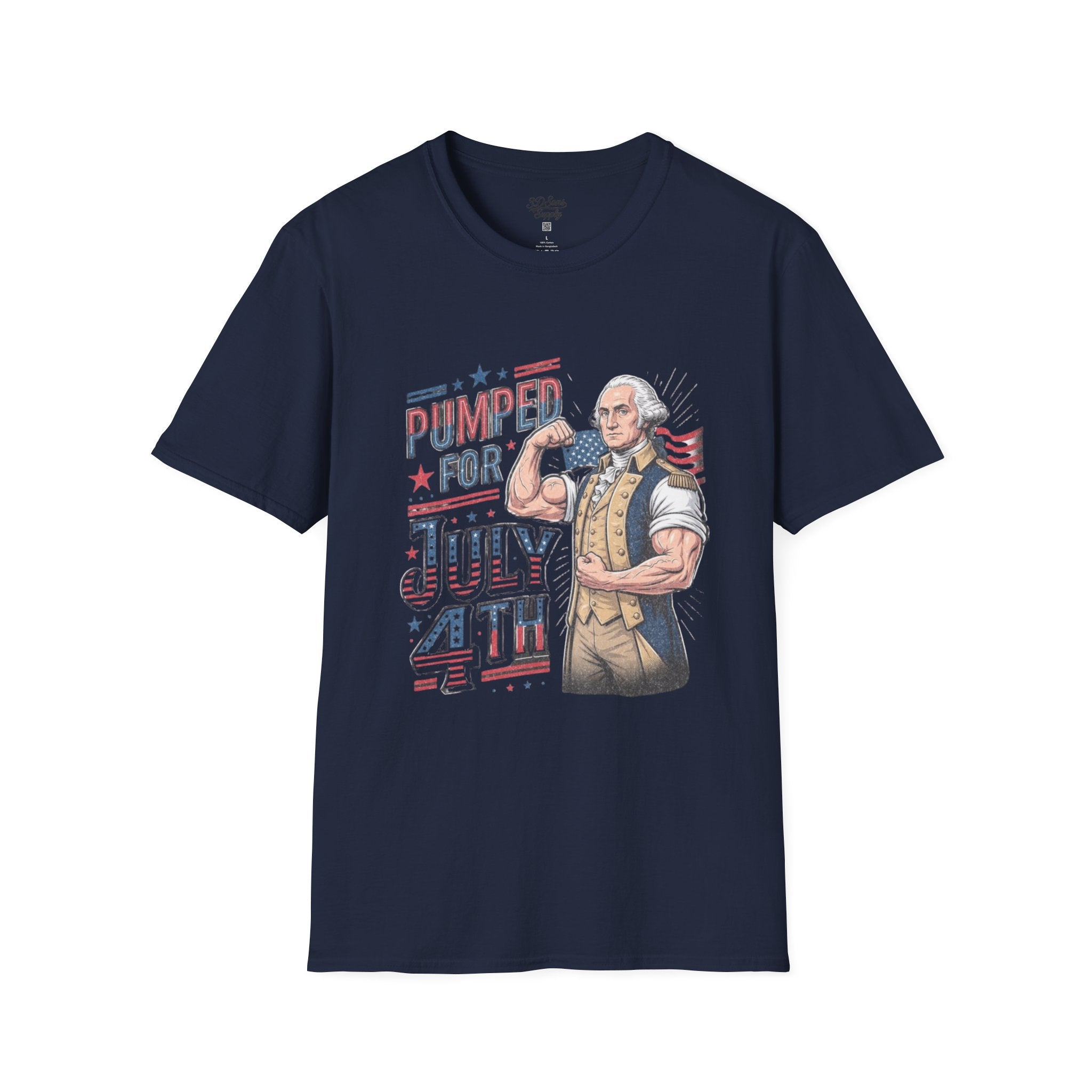 Pumped for July 4th George Washington T-Shirt | Funny Patriotic Tee