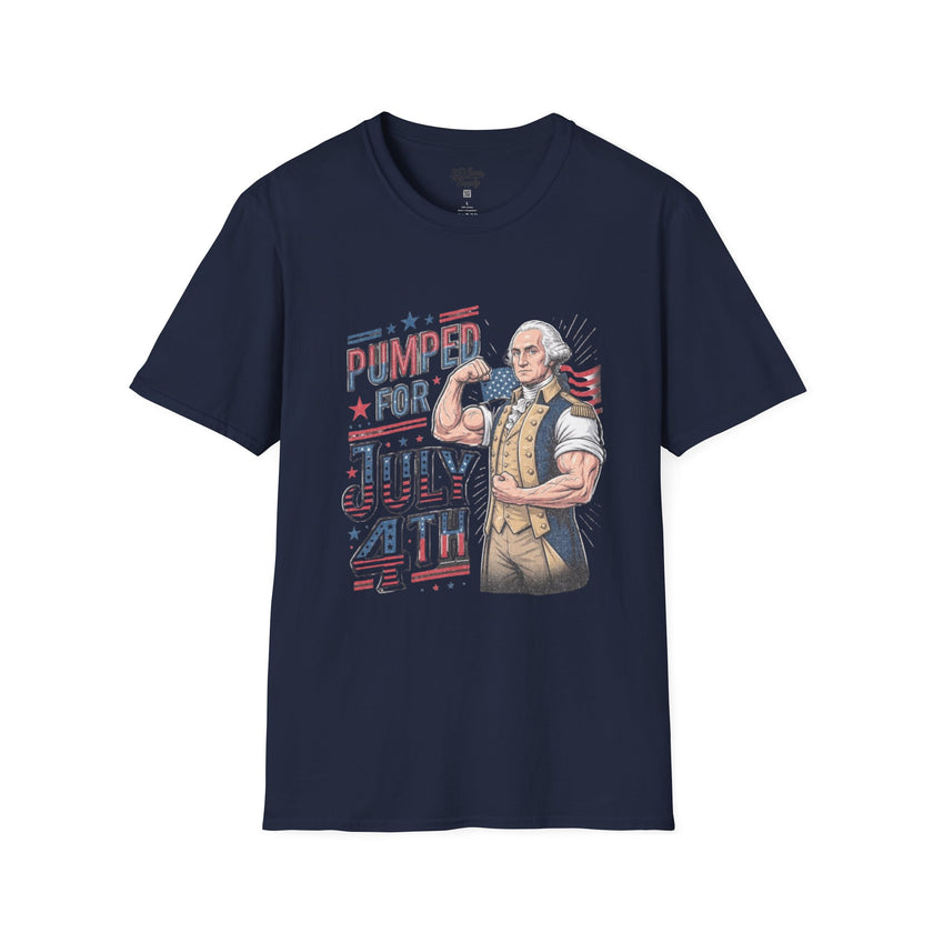 Pumped for July 4th George Washington T-Shirt | Funny Patriotic Tee
