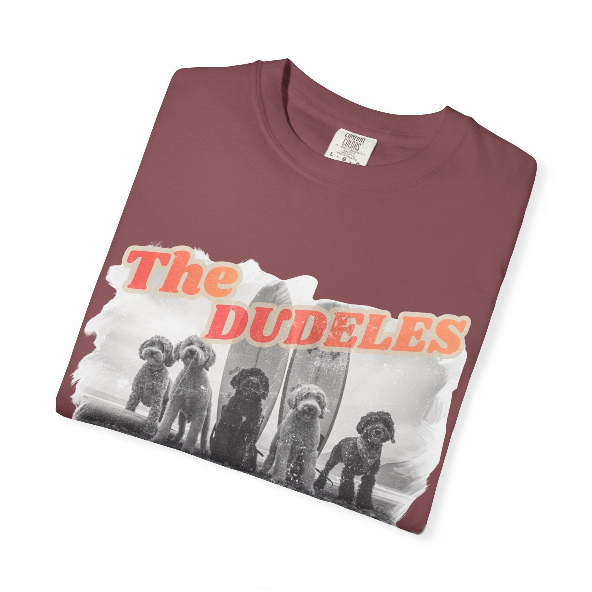 The Dudeles Dog Surfer T-Shirt | Doodle Breed Surfing Design