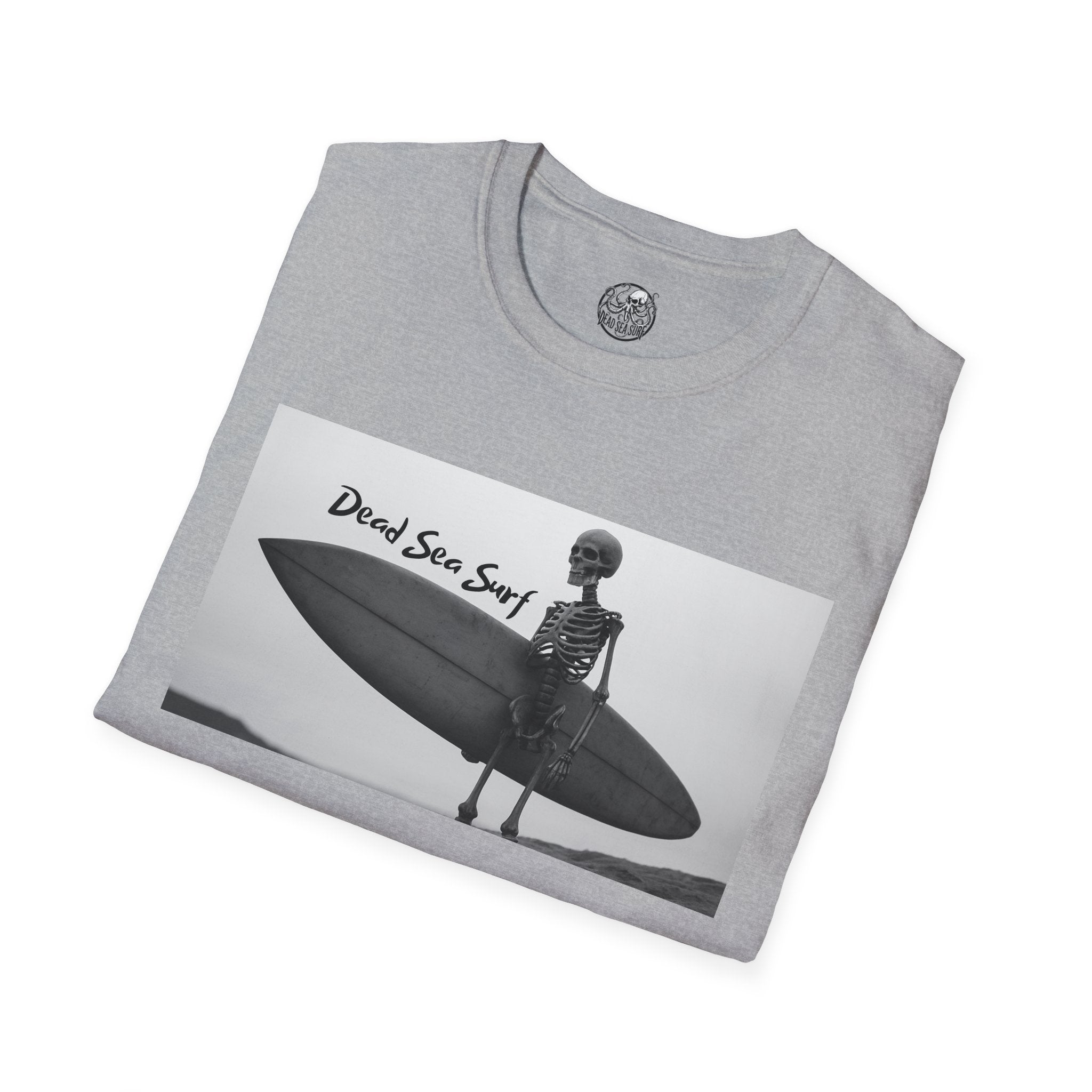 Skeleton Surfer Tee Shirt Retro Black & White Surfing Graphic