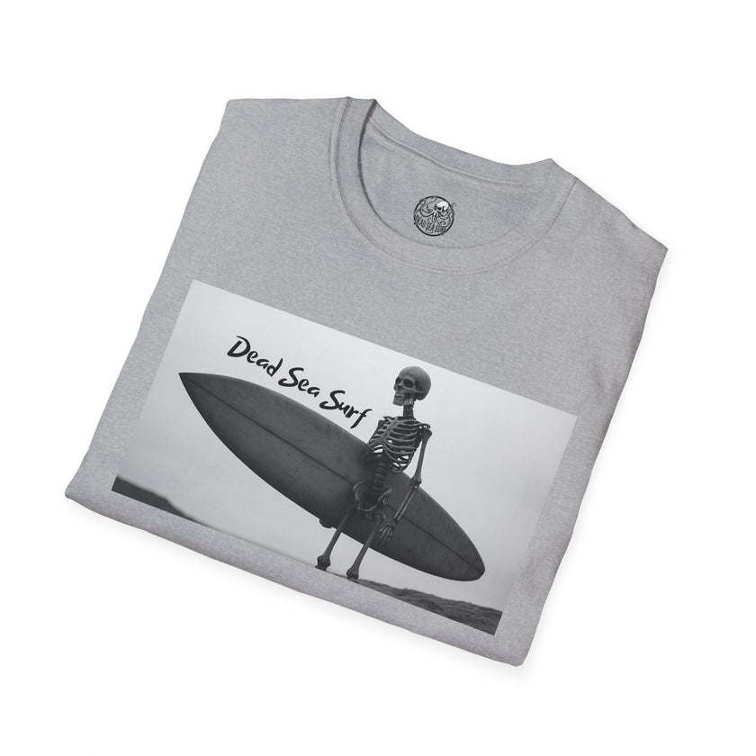 Skeleton Surfer Tee | Retro Black & White Surfing Graphic Shirt – 3D Sons Supply Co