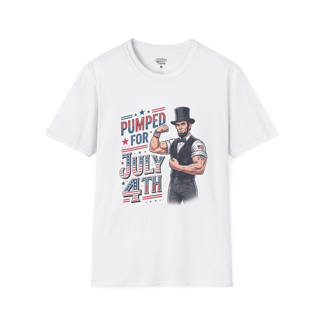 Pumped for July 4th Abraham Lincoln T-Shirt | Funny Patriotic Tee