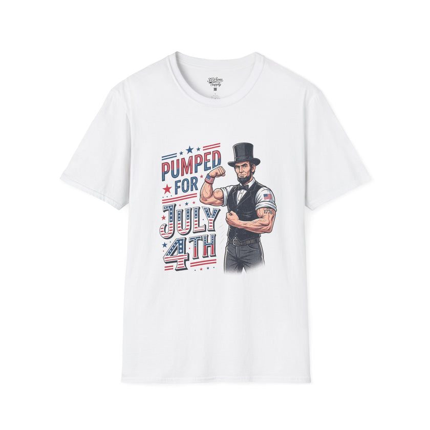 Pumped for July 4th Abraham Lincoln T-Shirt | Funny Patriotic Tee