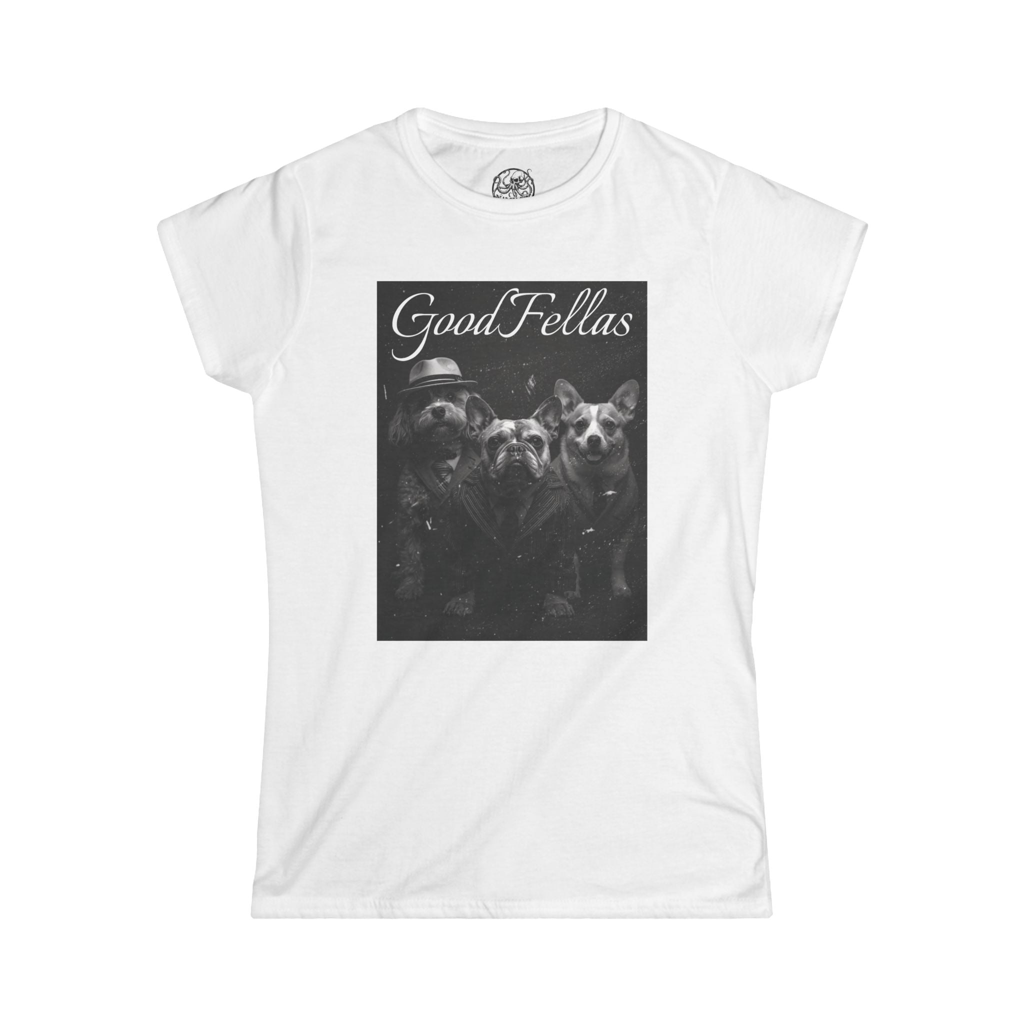Women's GoodFellas Dogs Tee Vintage Mafia Puppy Portrait, Corgi, French Bulldog and Doodle