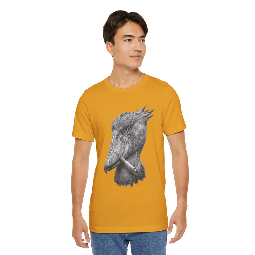 Smoking Shoebill Stork T-Shirt — Quirky Bird Graphic Tee