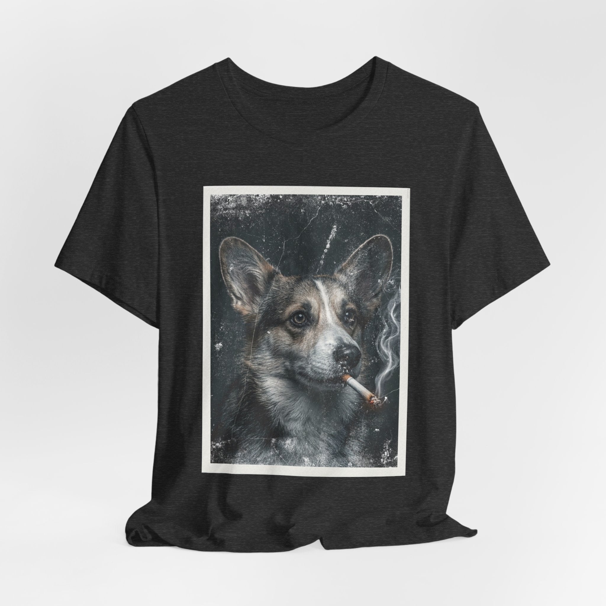 Smoking Corgi Graphic Tee – Retro Dog Portrait T-Shirt