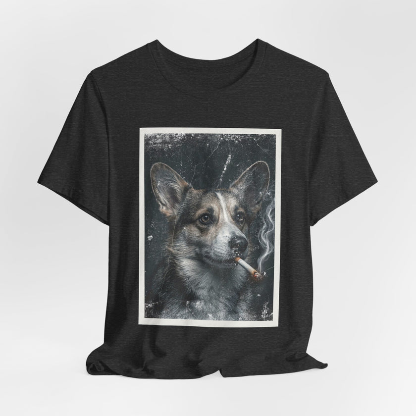 Smoking Corgi Graphic Tee – Retro Dog Portrait T-Shirt