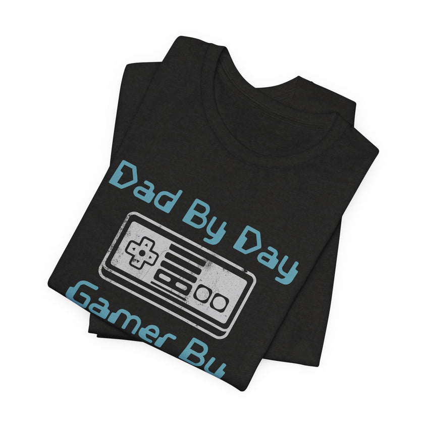 Personalized Dad By Day Gamer By Night T-Shirt — Established 2018 Retro Controller Tee