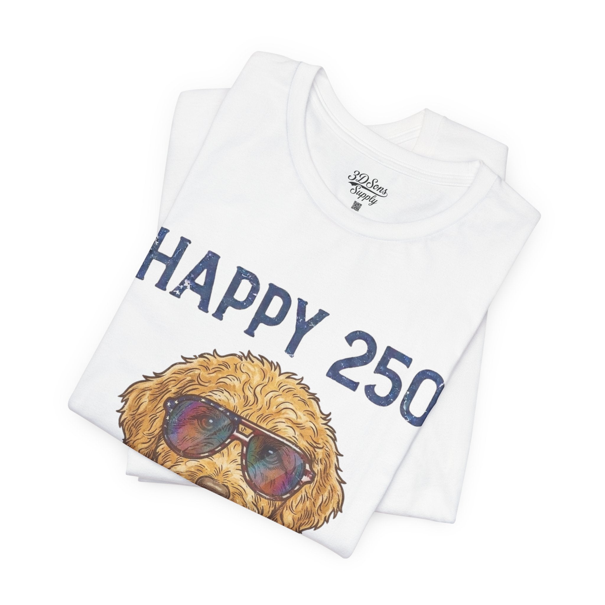 Happy 250 America! Patriotic Goldendoodle Tee