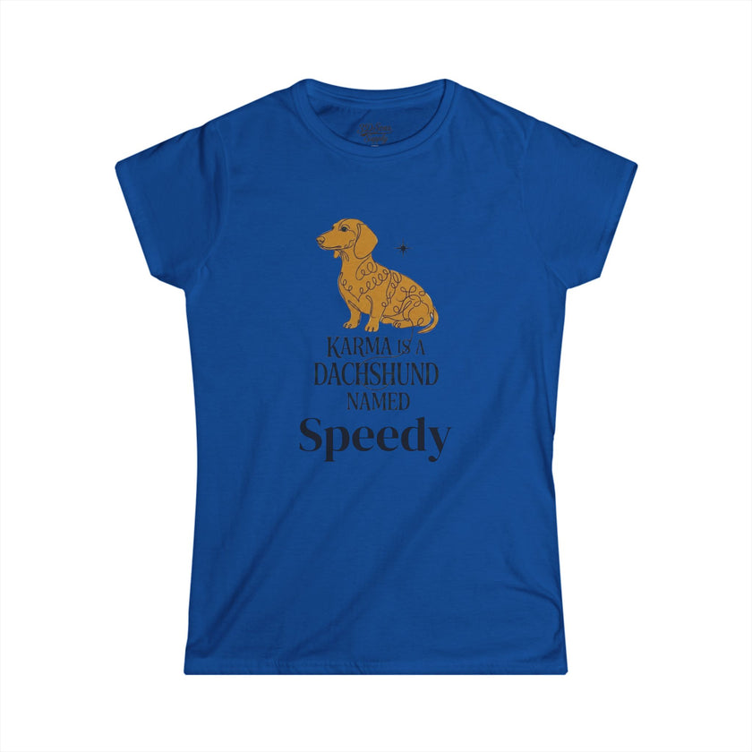 Karma Is a Dachshund Mid Century Tee | Personalized Name