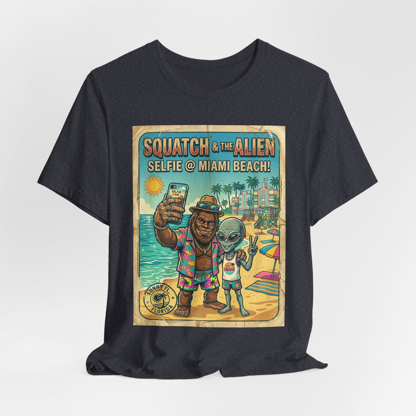 Squatch & The Alien Selfie Miami, Bigfoot Alien Poster Shirt