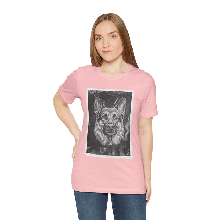 German Shepard Smoke Photo Tee — Vintage Pup Graphic T-Shirt