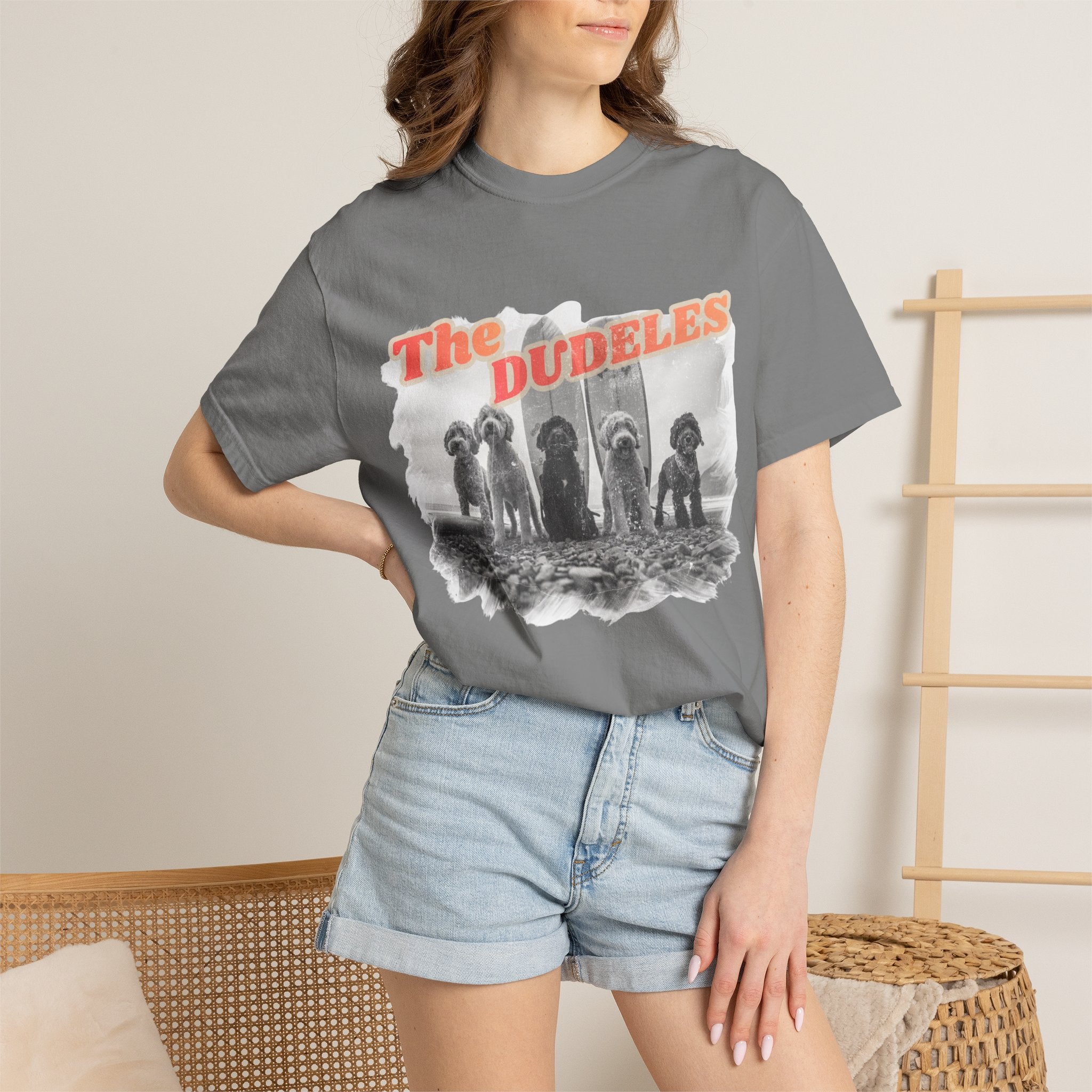 The Dudeles Dog Surfer T-Shirt | Doodle Breed Surfing Design