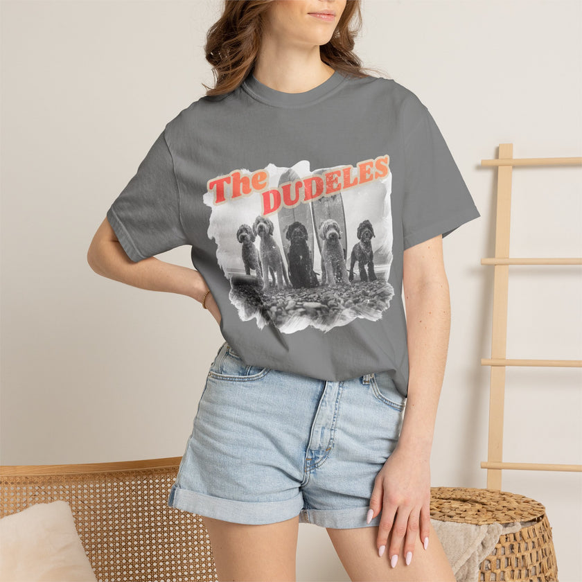 The Dudeles Dog Surfer T-Shirt | Doodle Breed Surfing Design