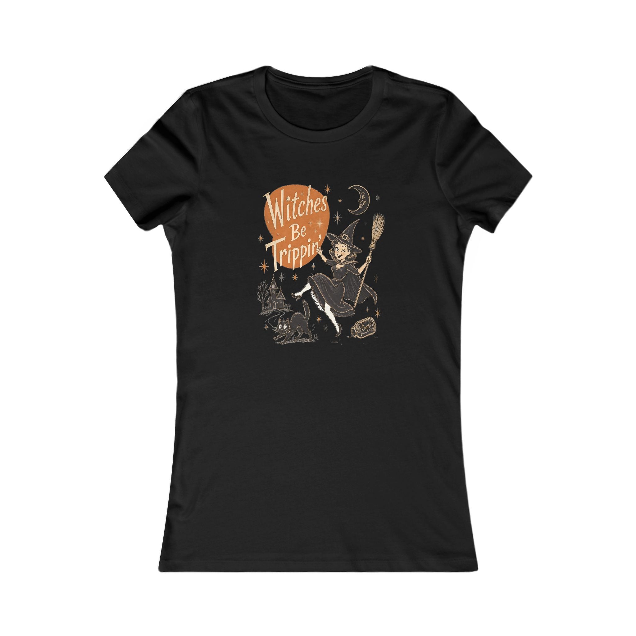 Witches Be Trippin' Women's Tee — Vintage Halloween Witch Graphic Shirt