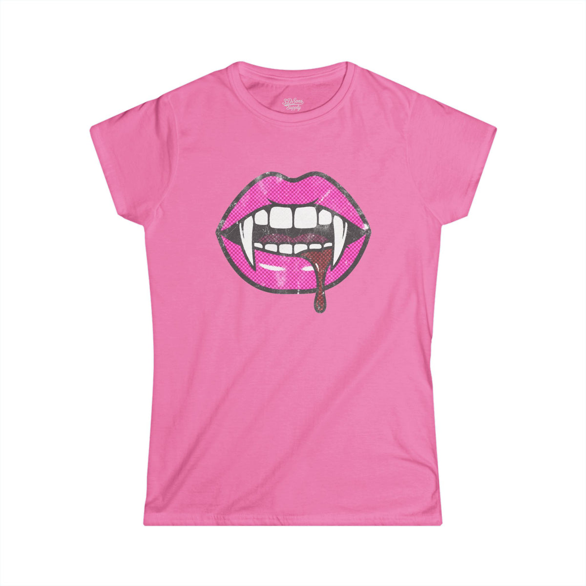 Hot Pink Vampire Lips Women's Tee | Graphic Short Sleeve Shirt