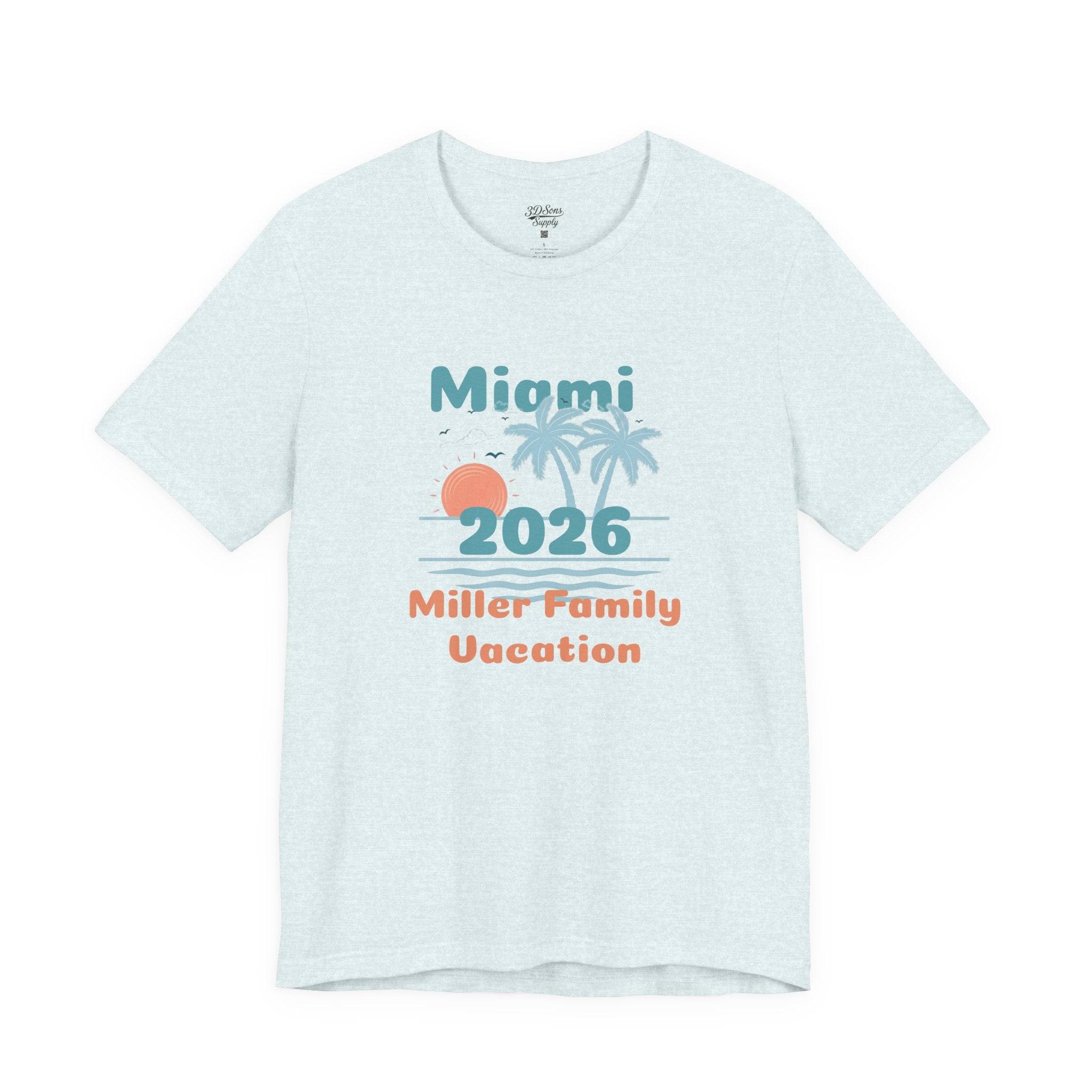 Personalized Family Beach T-Shirt — Custom Family Name, Location, Year with Beach Design