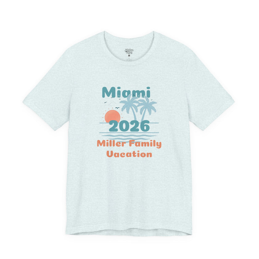 Personalized Family Beach T-Shirt — Custom Family Name, Location, Year with Beach Design