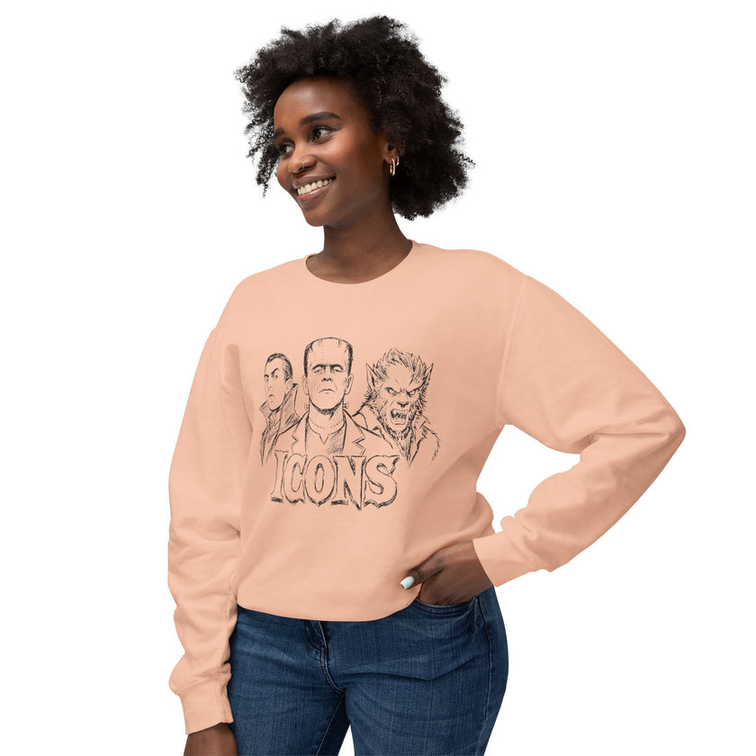Classic Monster Icons Sweatshirt | Frankenstein Dracula Wolfman Crewneck