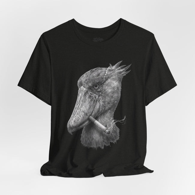Smoking Shoebill Stork T-Shirt — Quirky Bird Graphic Tee