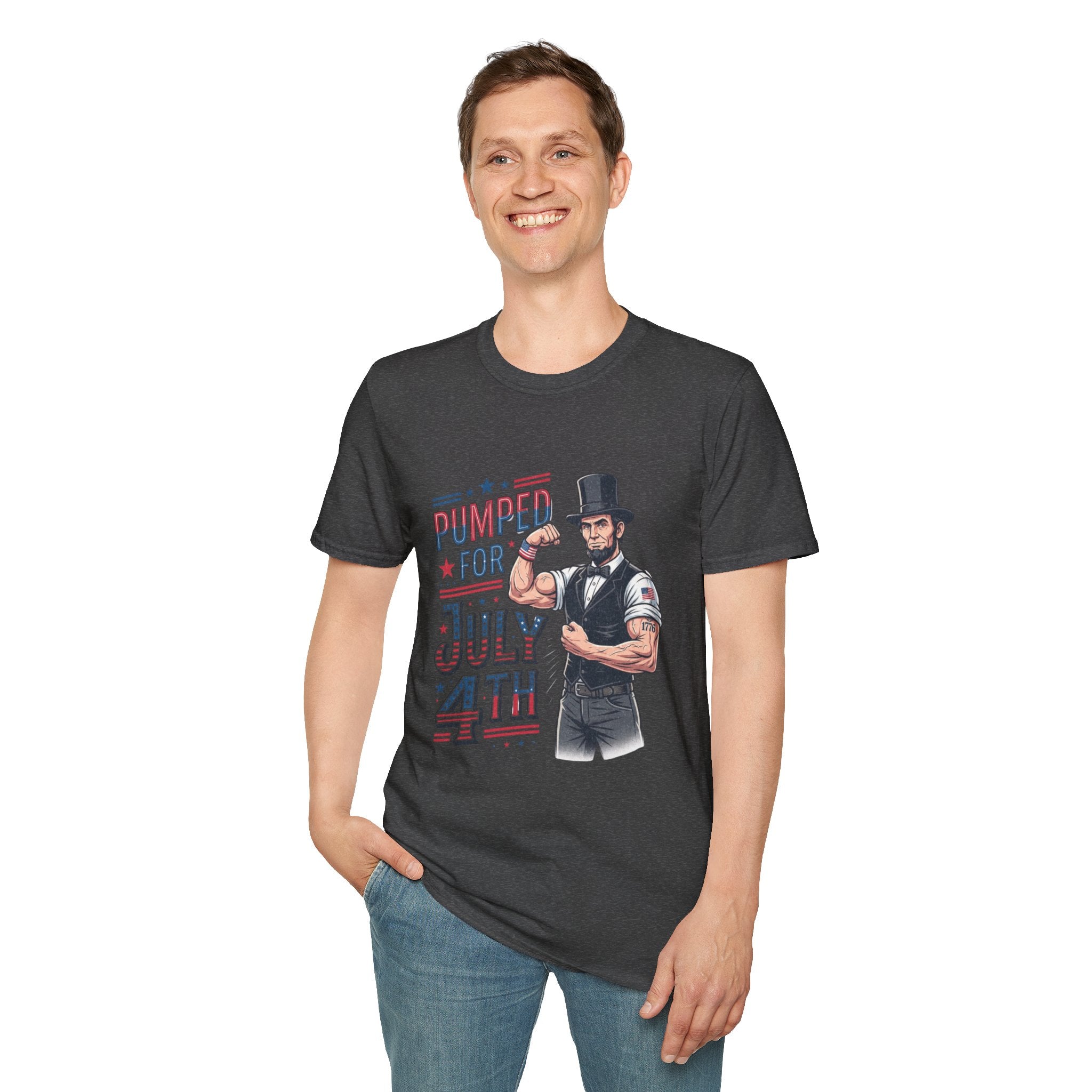 Pumped for July 4th Abraham Lincoln T-Shirt | Funny Patriotic Tee
